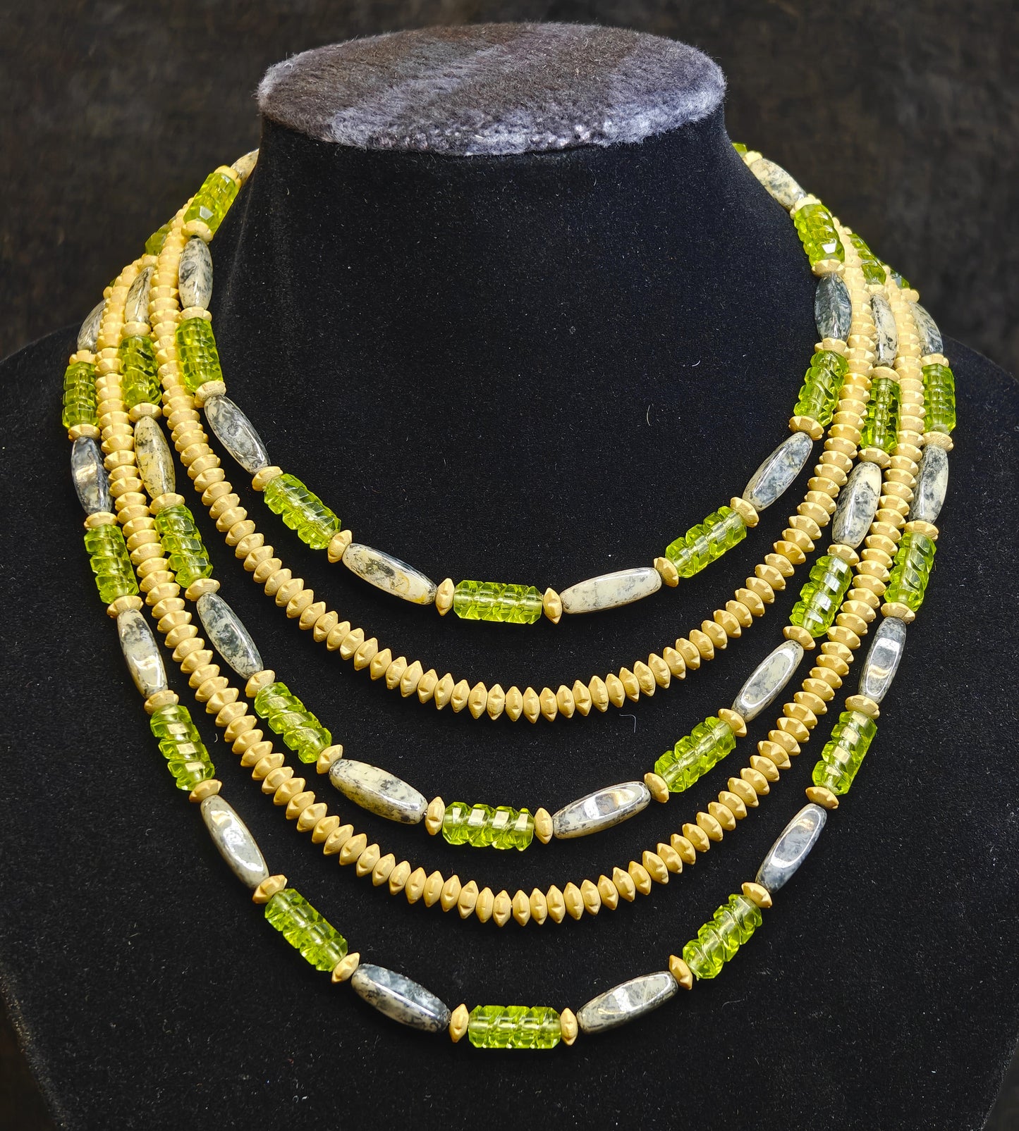 HOBE' - 5 Strand Beaded Necklace - Vintage 1970s Great Retro Jewelry