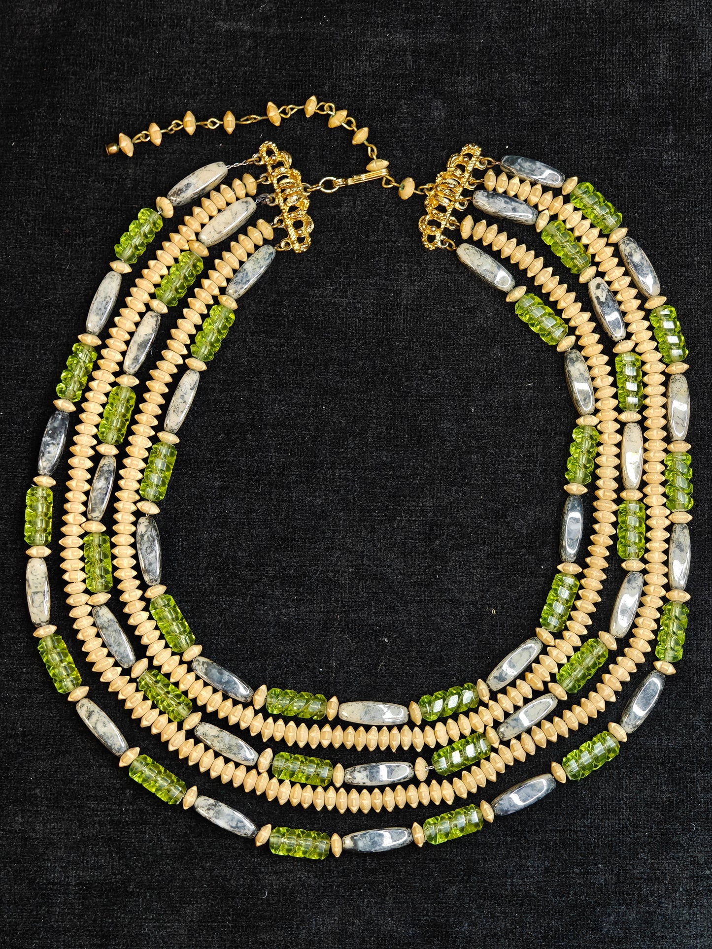 HOBE' - 5 Strand Beaded Necklace - Vintage 1970s Great Retro Jewelry