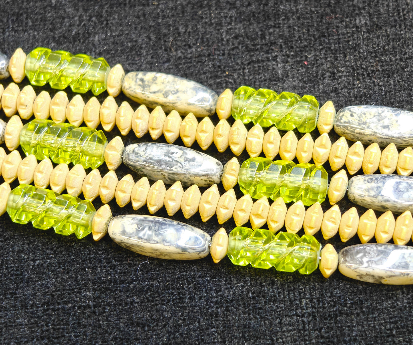 HOBE' - 5 Strand Beaded Necklace - Vintage 1970s Great Retro Jewelry