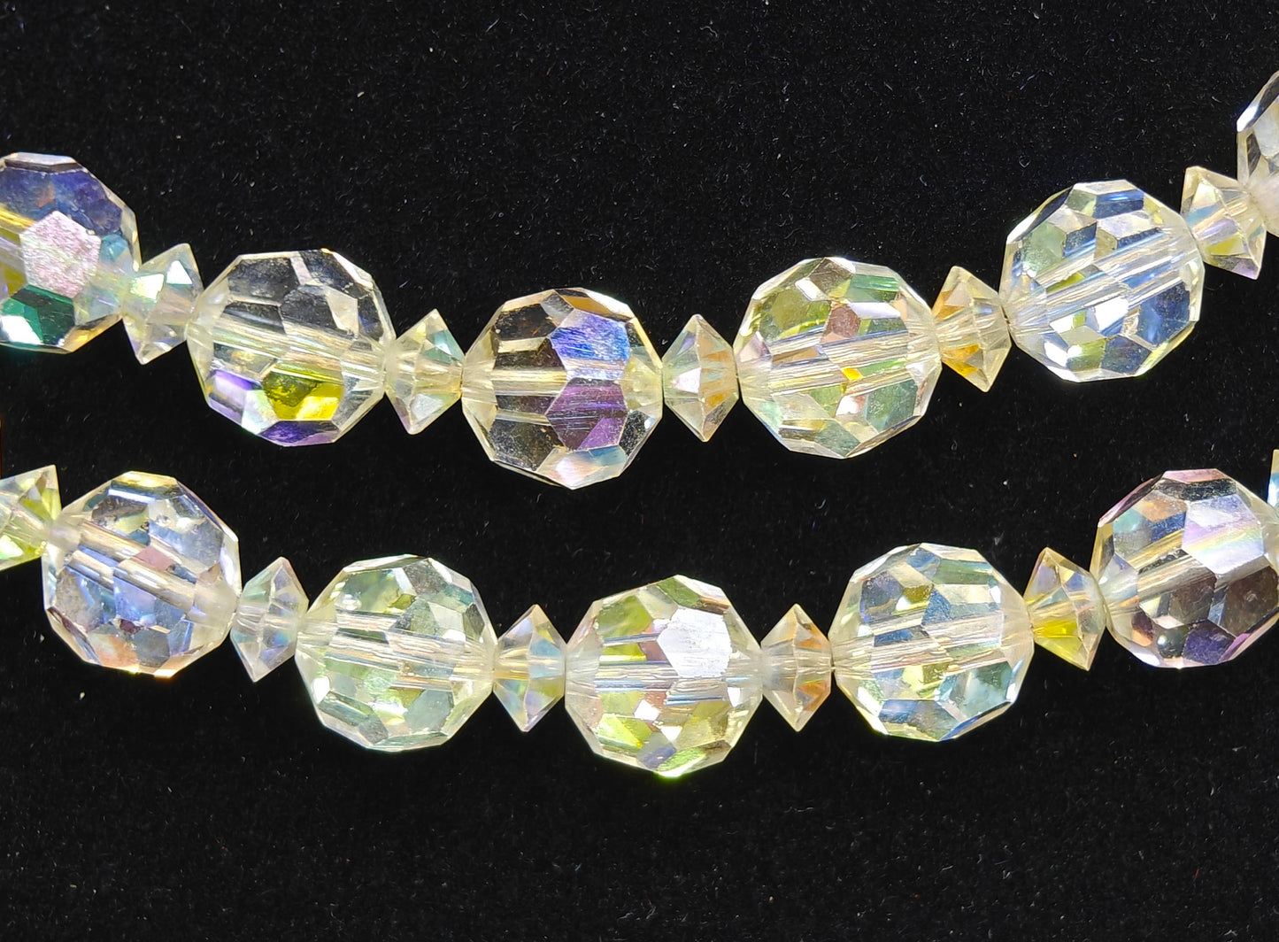 Double Strand Austrian Aurora Borealis Crystal Necklace with Crystal decorated Chain Clasp - Wedding Jewelry - Prom Perfect Jewelry (X.)