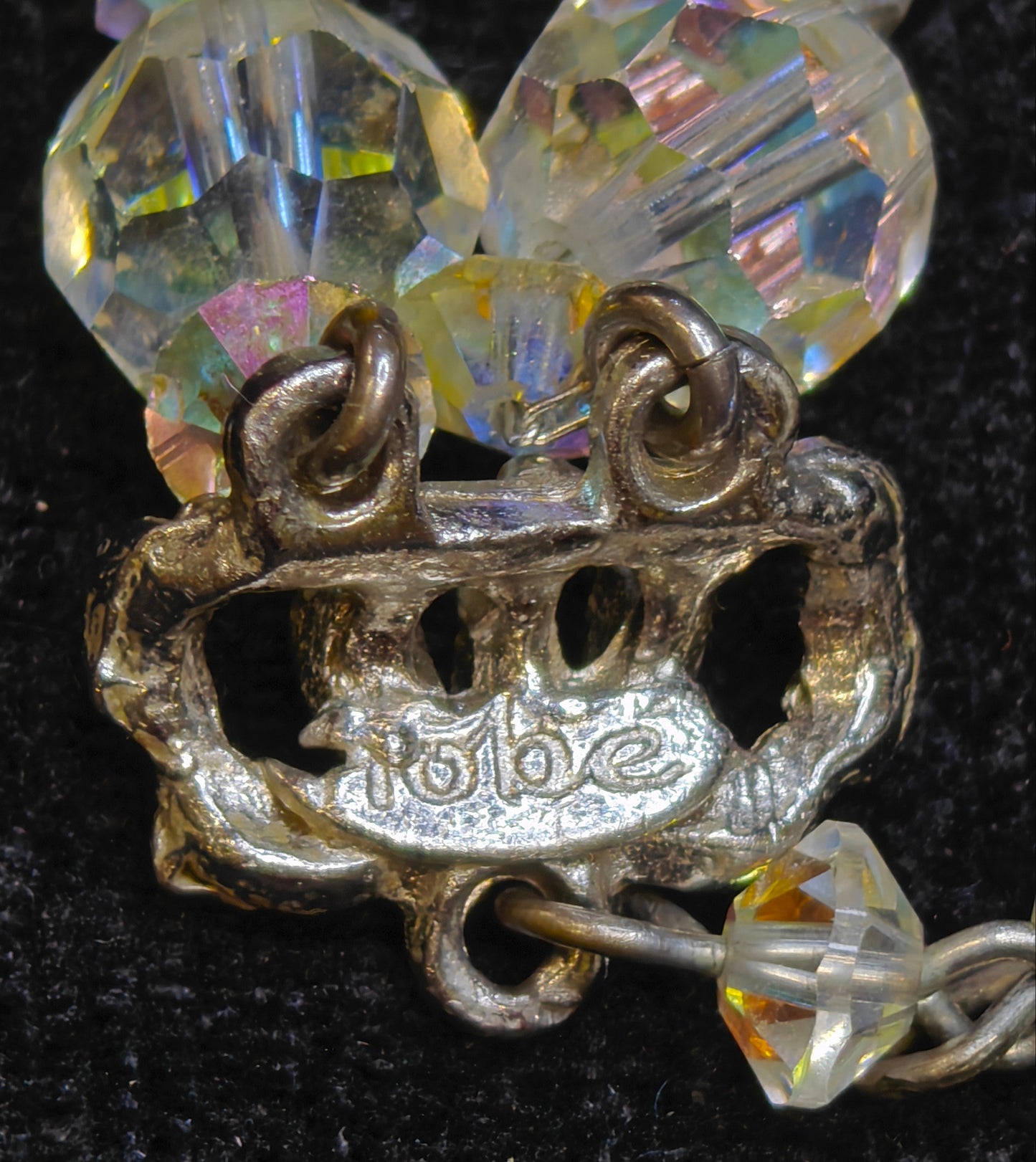 Double Strand Austrian Aurora Borealis Crystal Necklace with Crystal decorated Chain Clasp - Wedding Jewelry - Prom Perfect Jewelry (X.)