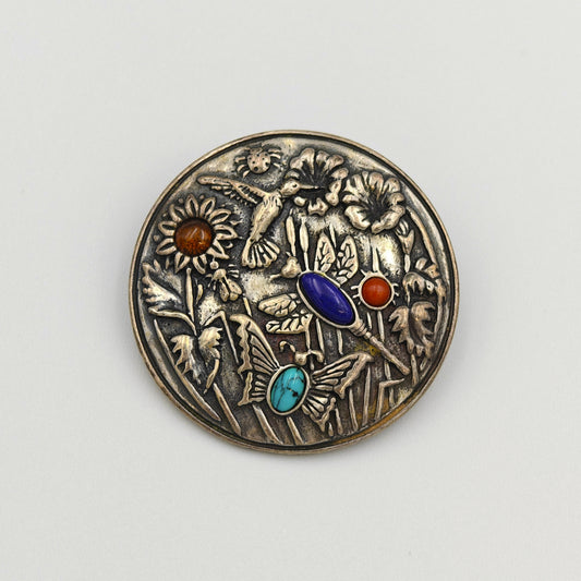 Carolyn Pollack Sterling Silver Pin With 4 Gemstones -  Sterling Silver Brooch/Pendant