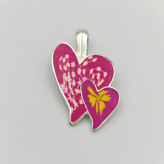 Viva Beads Jewelry - Polymer Clay Double Heart Pendant - Vintage