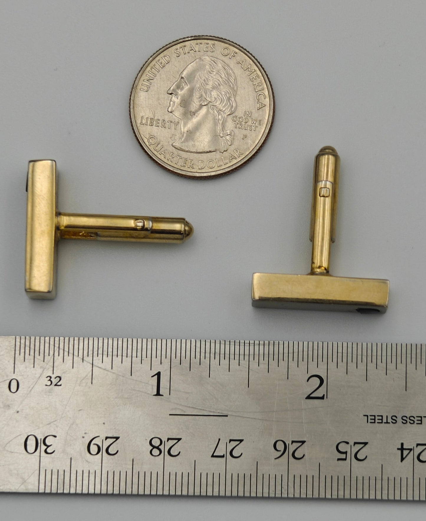 Hickok Gold Tone Cuff Links with Faux Stone Accents
