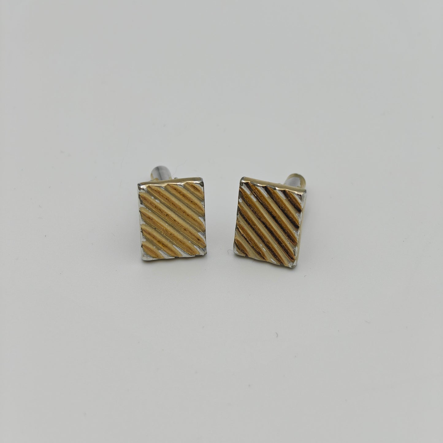 Hickok Gold Tone Textured Stripe Cuff Links