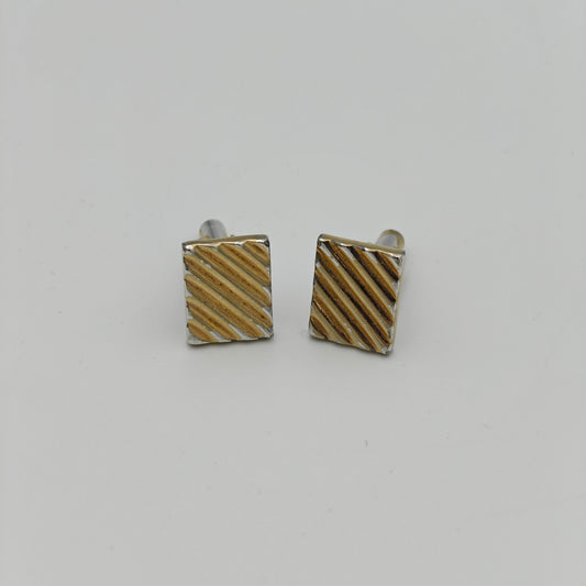Hickok Gold Tone Textured Stripe Cuff Links