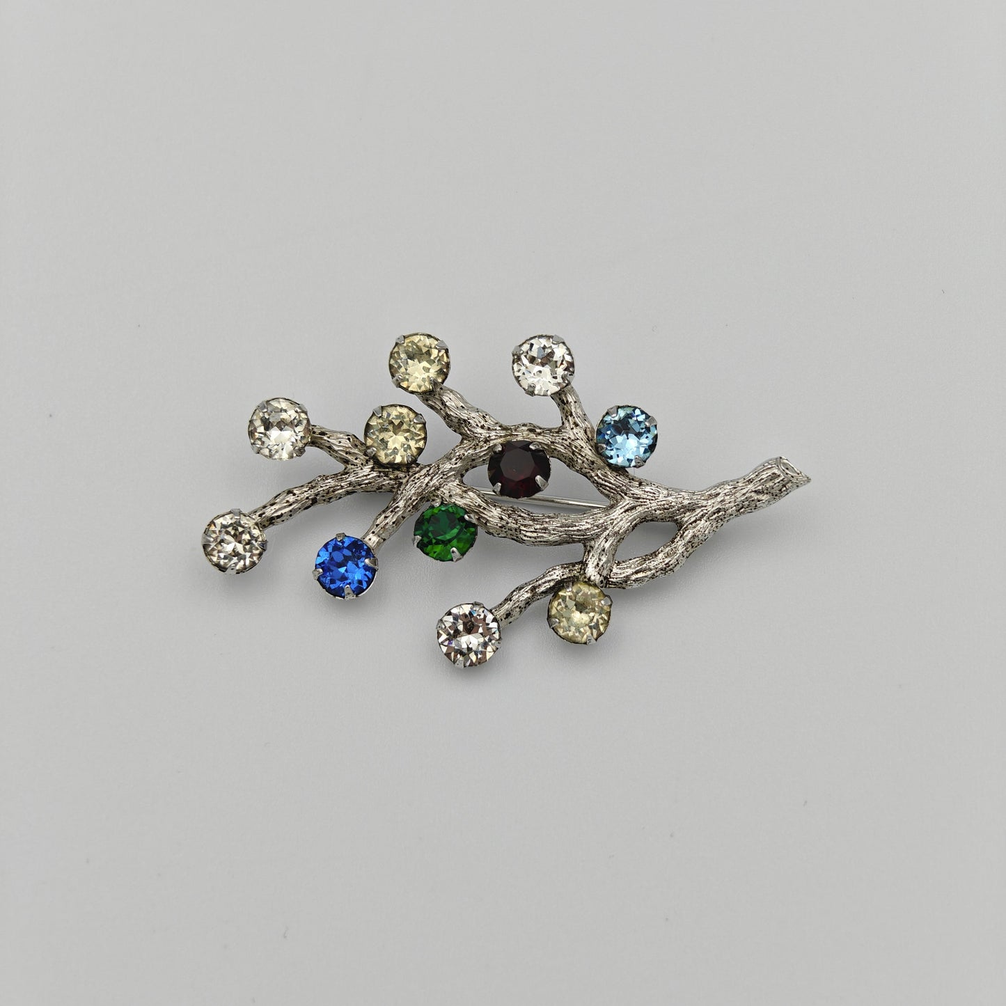 Van Dell Sterling Silver Tree Branch with 11 Birthstones Brooch