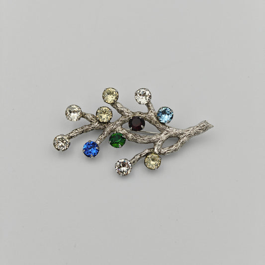 Van Dell Sterling Silver Tree Branch with 11 Birthstones Brooch