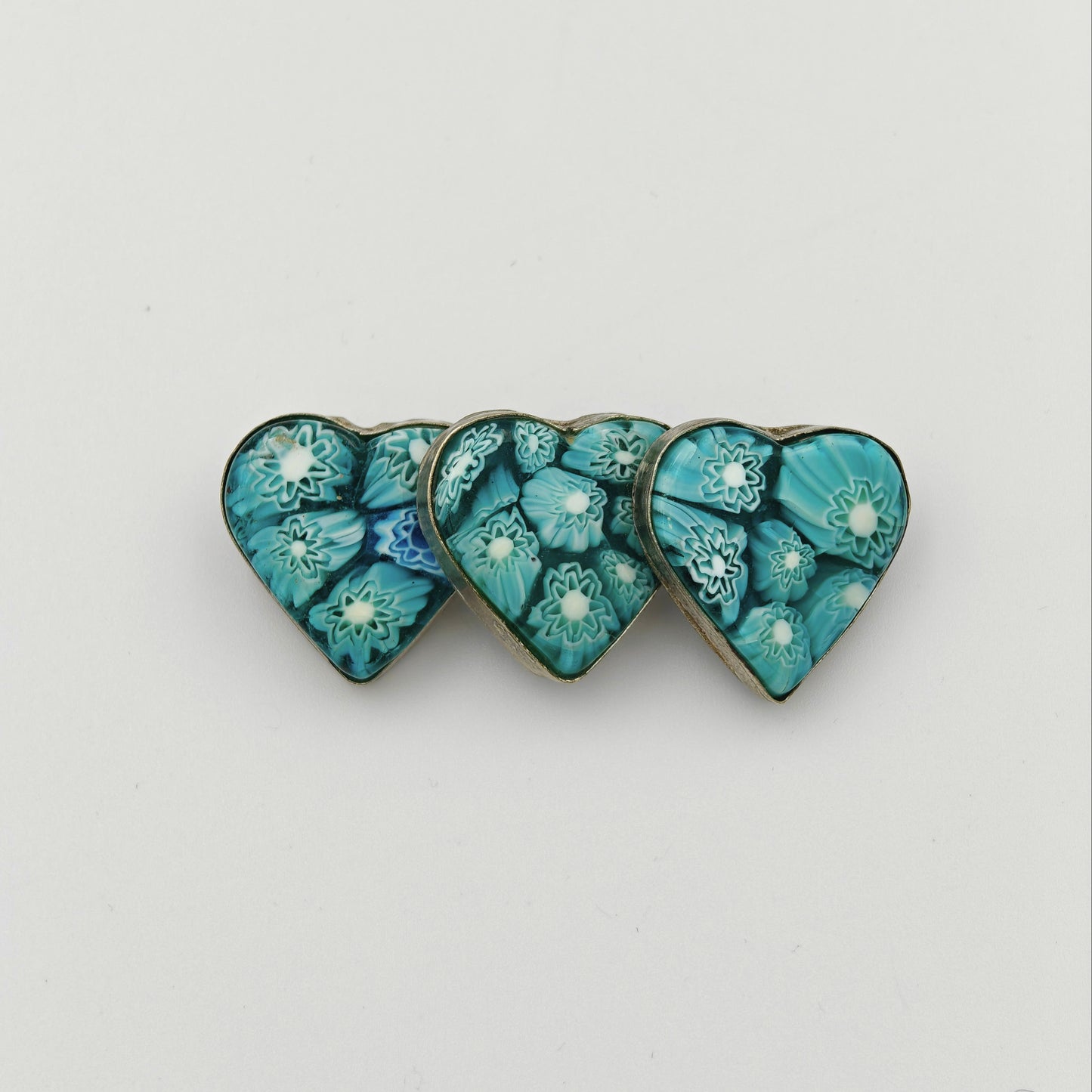 Teal Murano Glass - 3 Hearts Pin