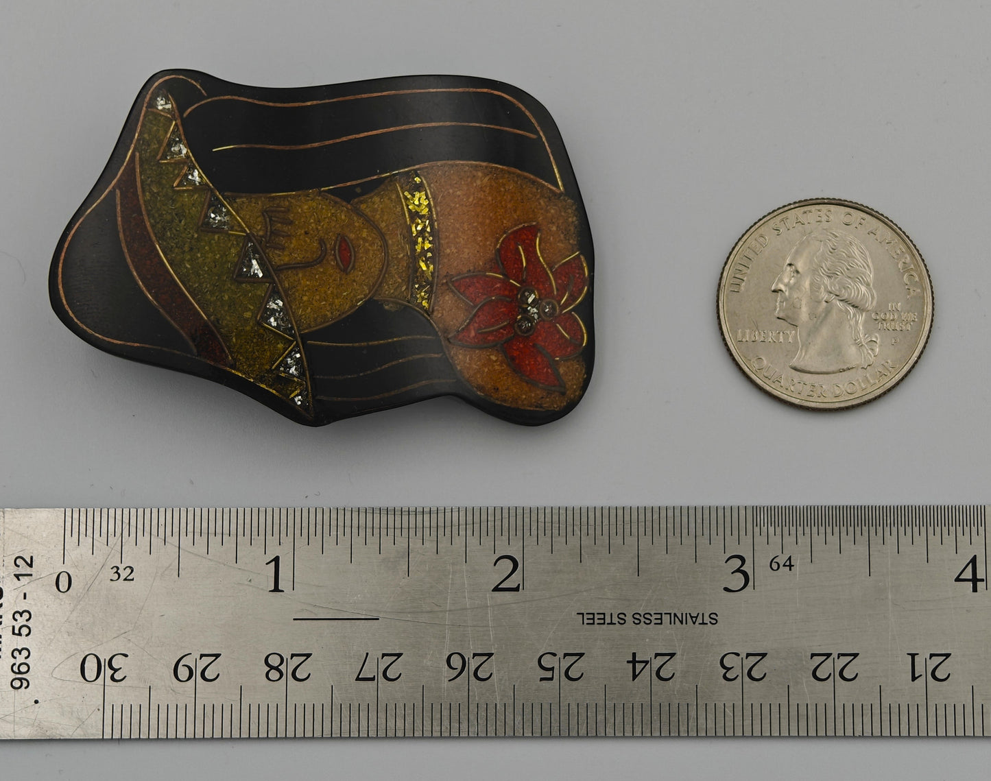 Mixed Media - Woman With Flower and Hat - Brooch Pin