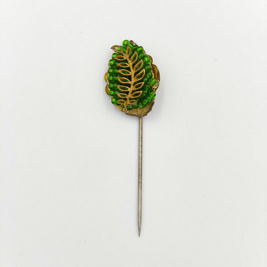 Josef Morton - Green Glass Beaded Hat Pin
