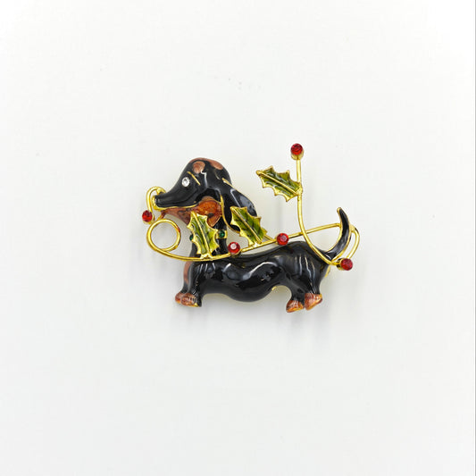 Holiday Dacshund Pin/Brooch