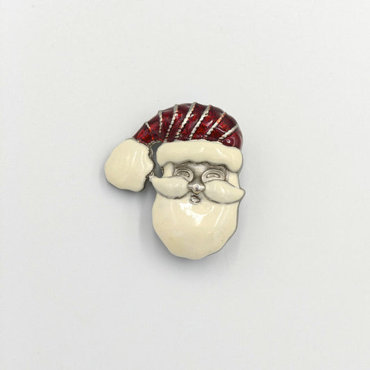 Silver Santa Christmas Pin / Brooch