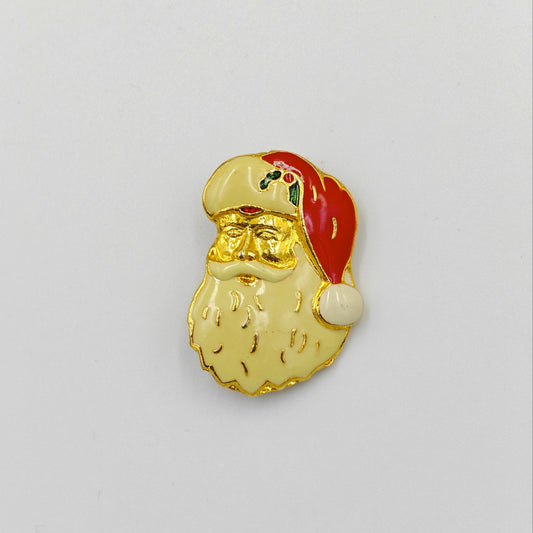 Gold Santa Christmas Brooch / Pin