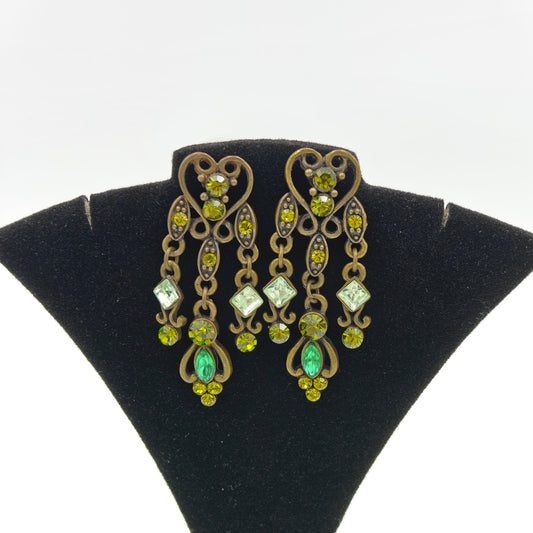 Vintage Dangling Emerald Earrings (Z)