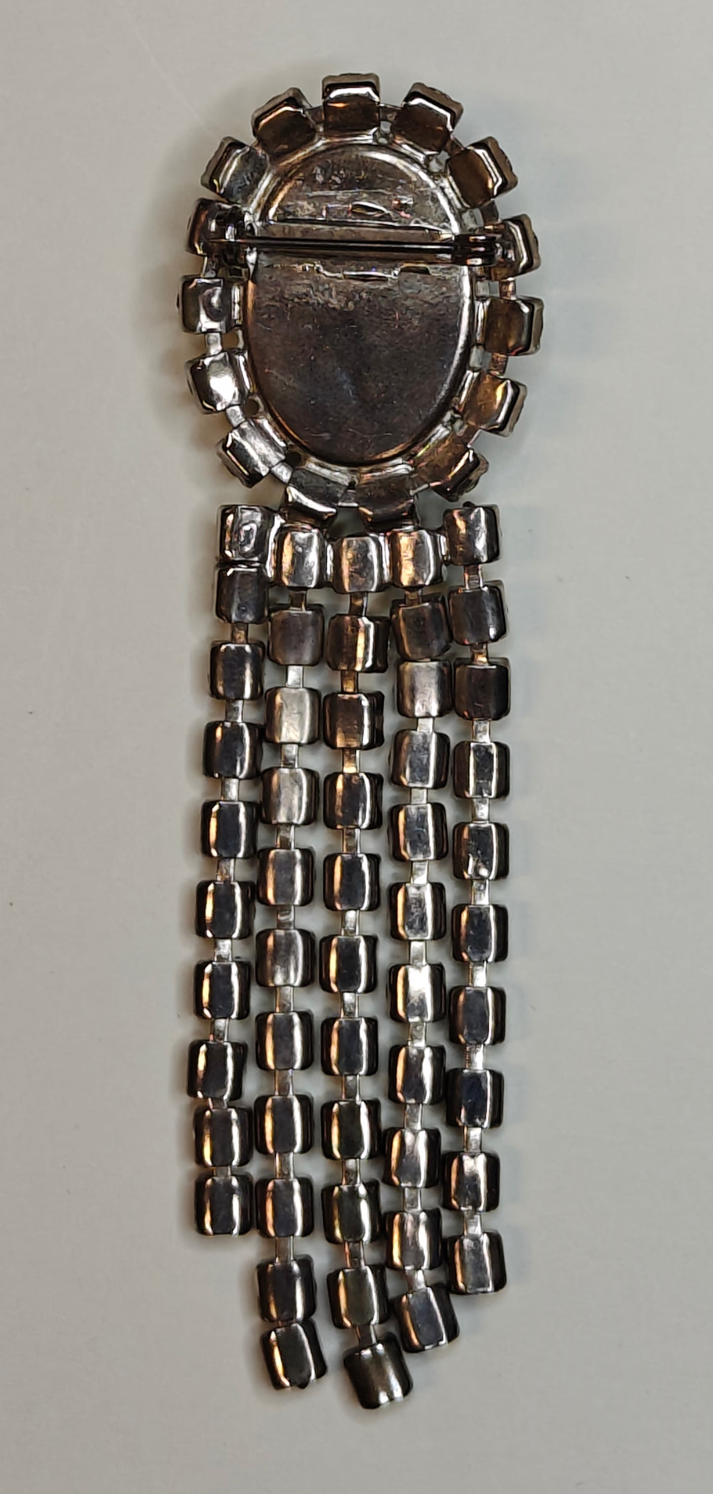 Black Bakelite Brooch/Pin with Cascading Crystals