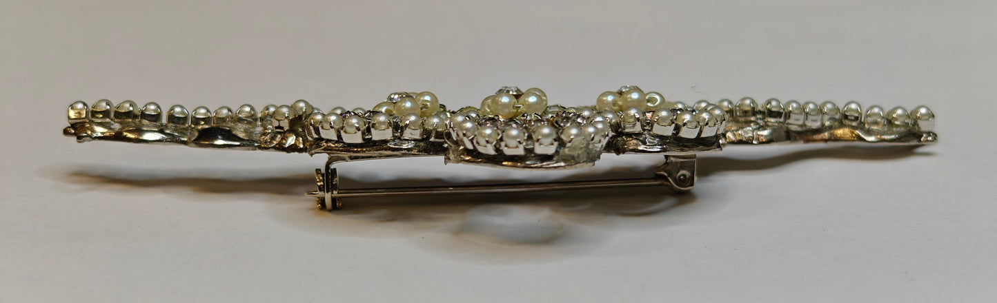 Austrian Crystal and Pearl Tiara Pin/Brooch - Wedding/Prom
