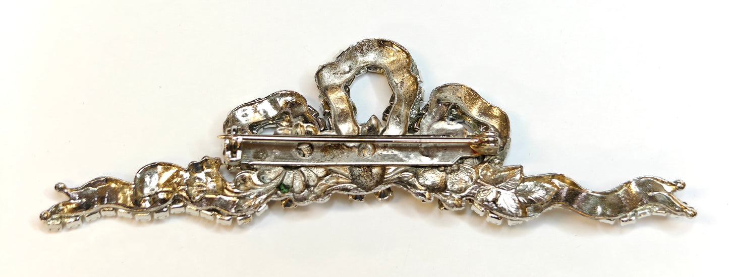 Austrian Crystal and Pearl Tiara Pin/Brooch - Wedding/Prom