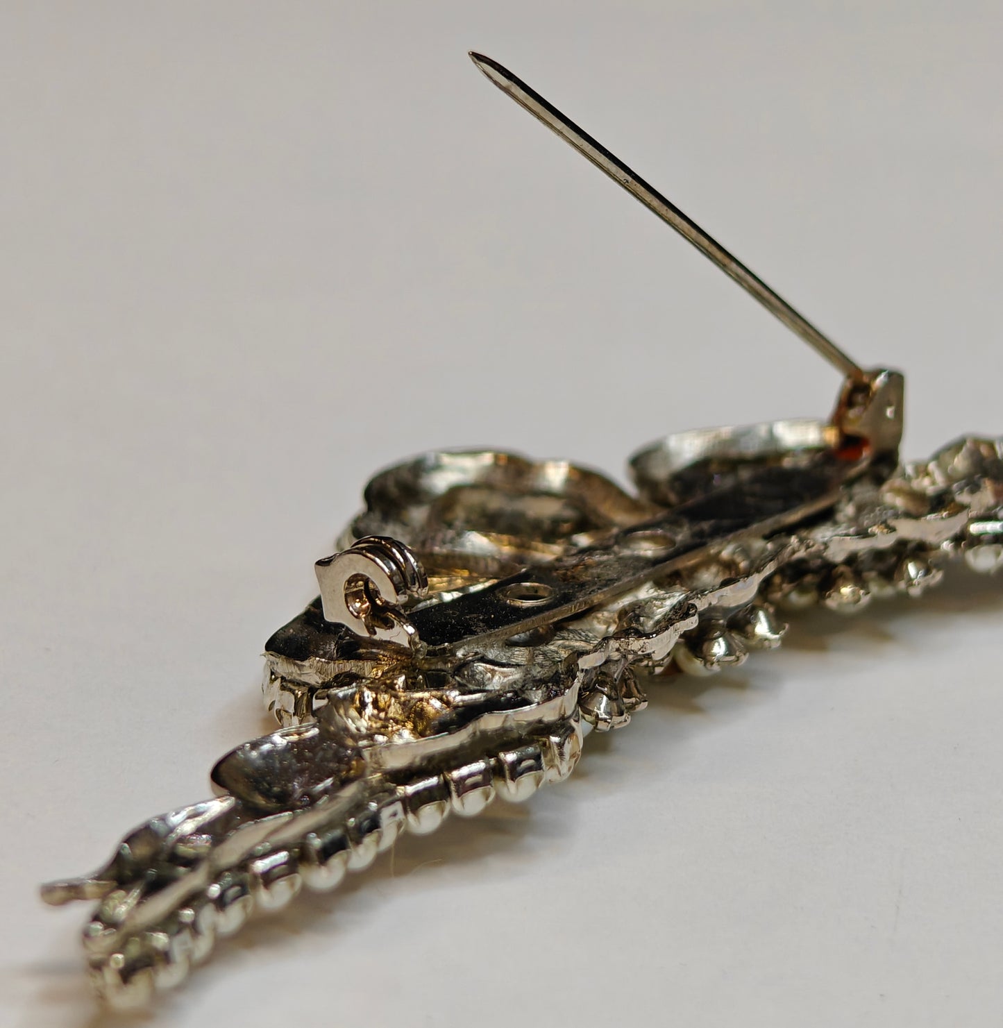 Austrian Crystal and Pearl Tiara Pin/Brooch - Wedding/Prom