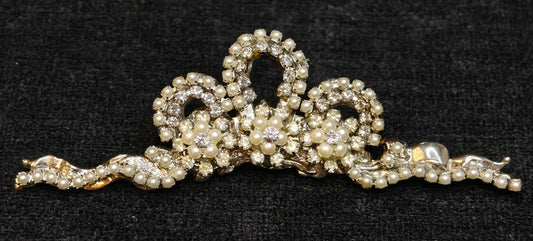 Austrian Crystal and Pearl Tiara Pin/Brooch - Wedding/Prom