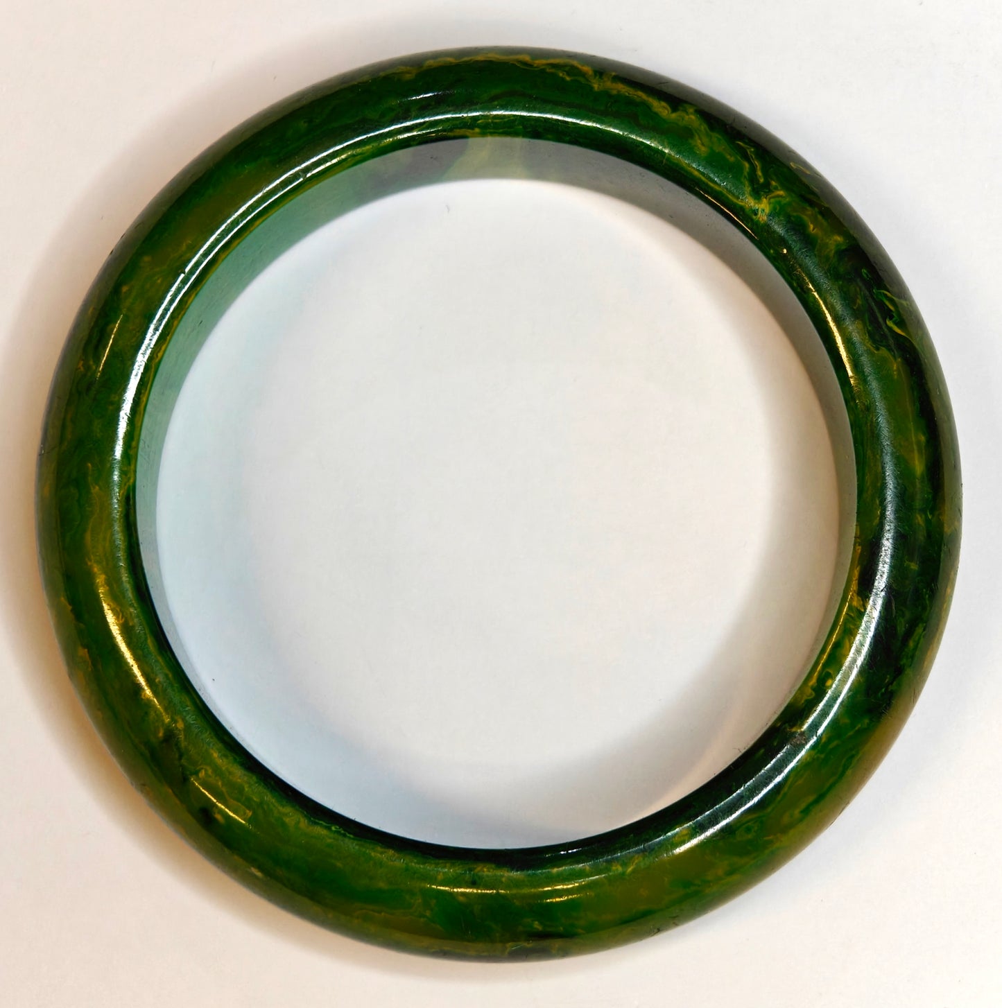 Bakelite Vintage Bangle Marbled Yellow and Green - Bakelite Bracelet