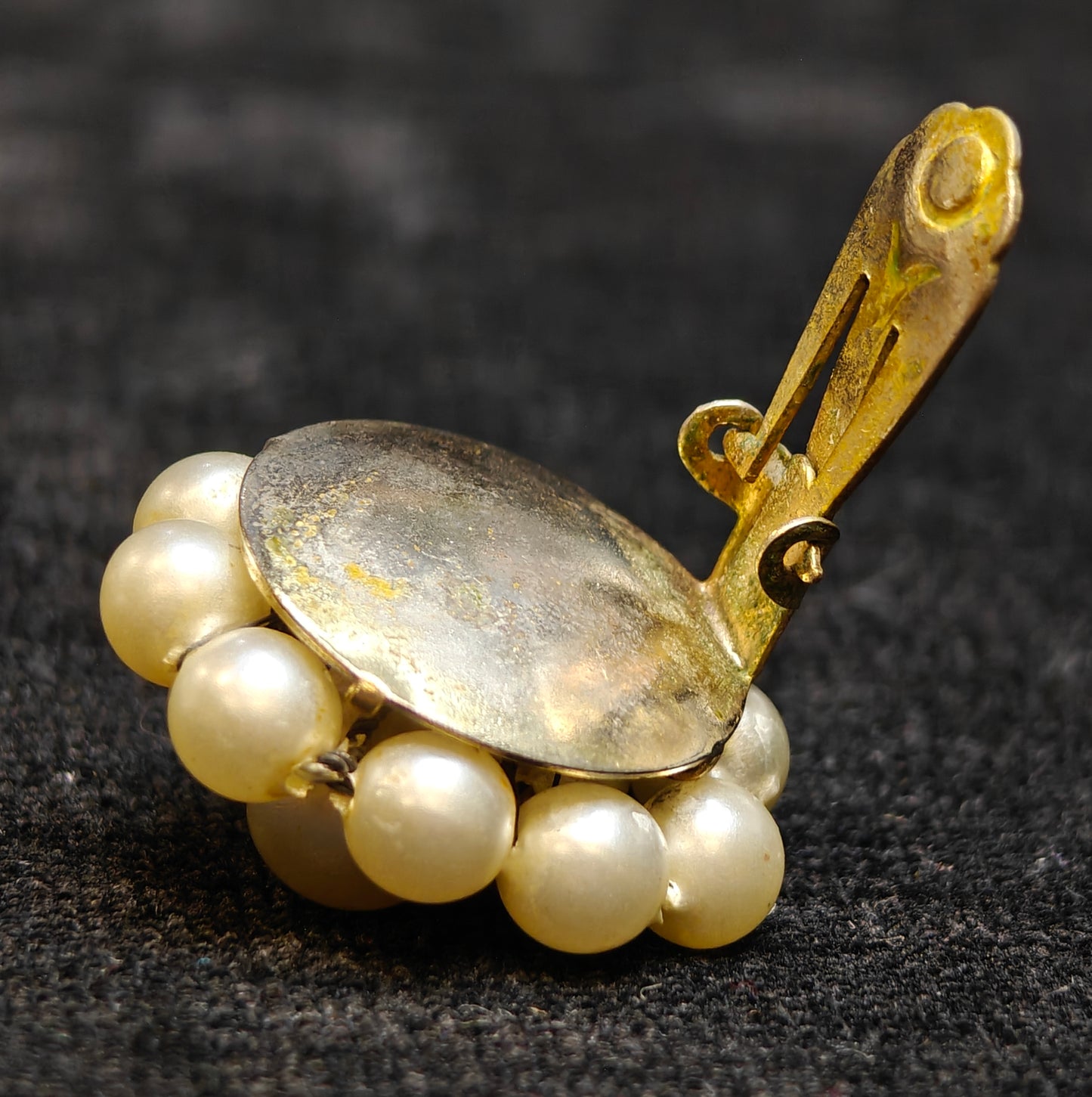 Hong Kong Beaded Faux Pearl Bead Cluster Clip-on Earrings