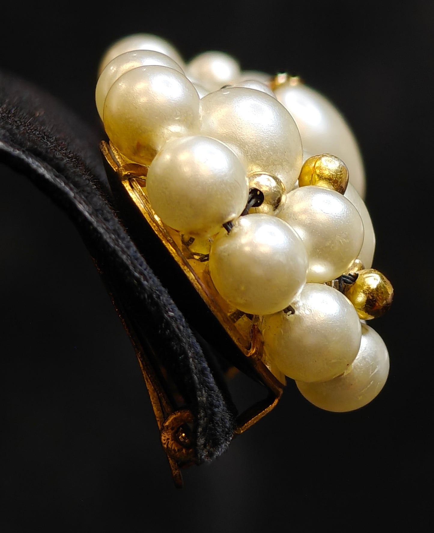 Hong Kong Beaded Faux Pearl Bead Cluster Clip-on Earrings