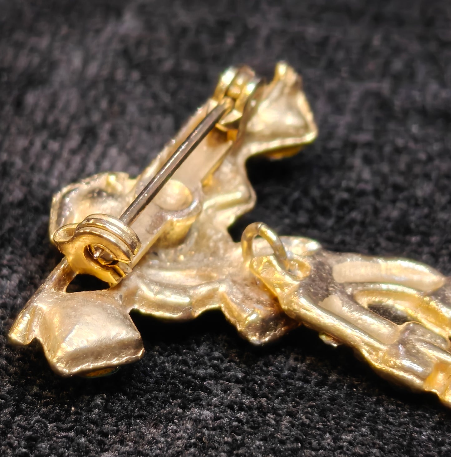 Chinese Farmer Moveable Pins Blue Rhinestone and Pearl Set of 2