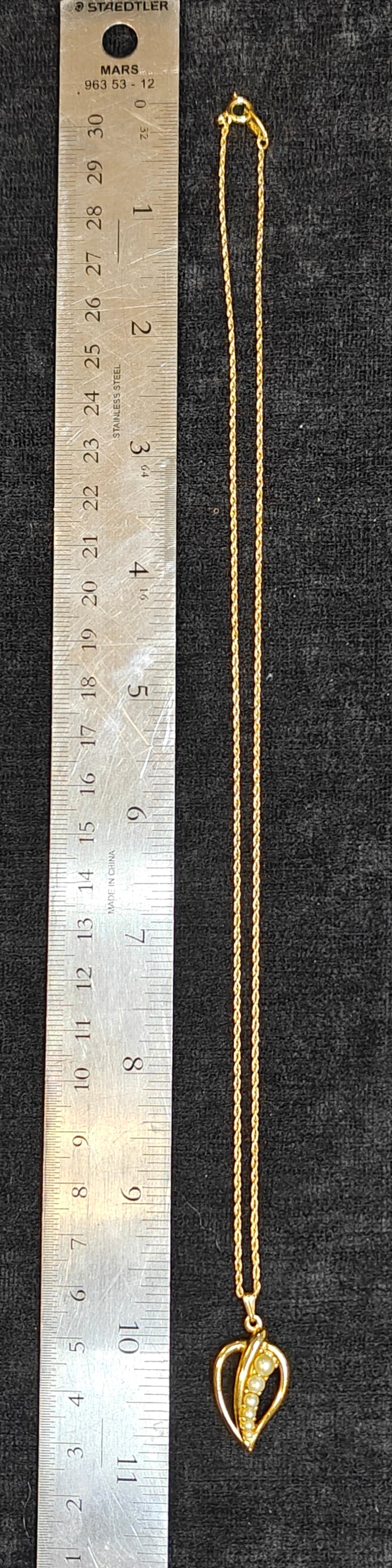 Trifari Heart with Leaf and Pearl Necklace - 1950 - 60s Trifari Necklace - Trifari Pearls in a Heart - Marked Trifai on Chain