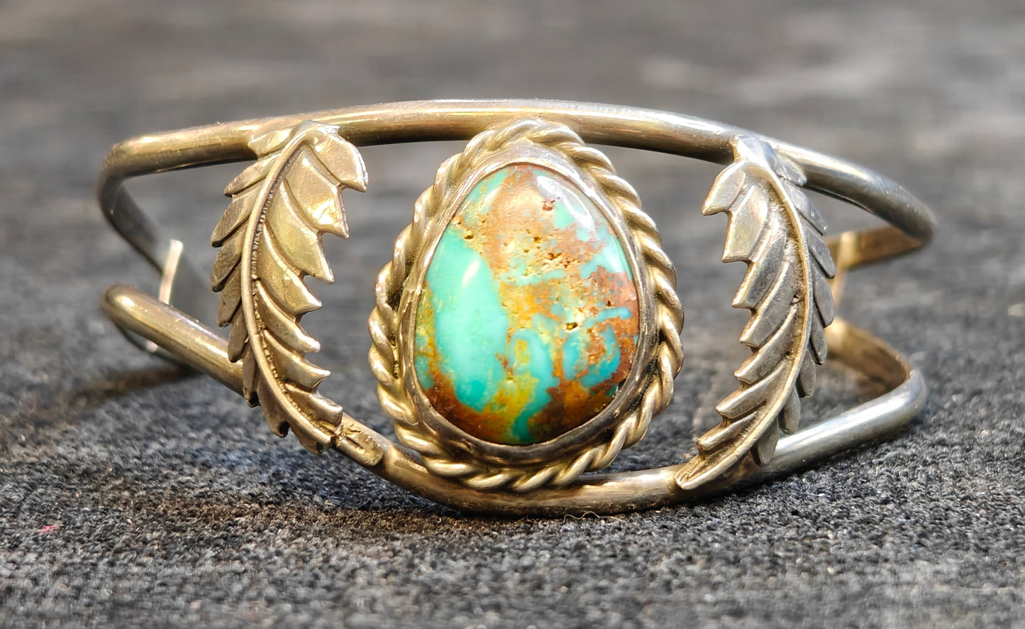 Tom Morgan Native American Turquoise and Silver Cuff Bracelet