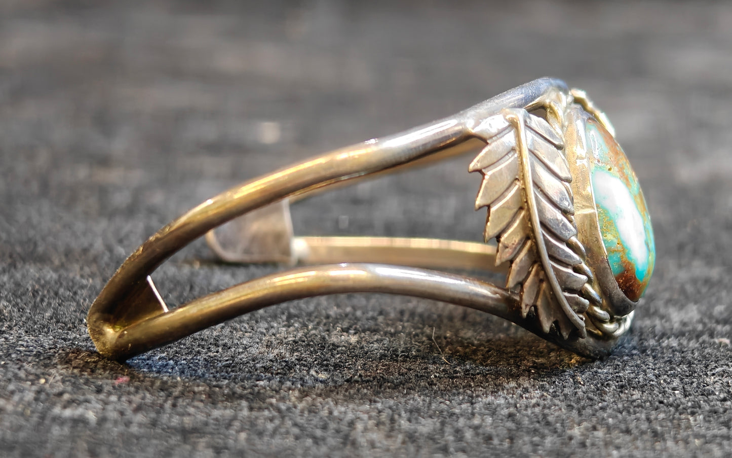 Tom Morgan Native American Turquoise and Silver Cuff Bracelet