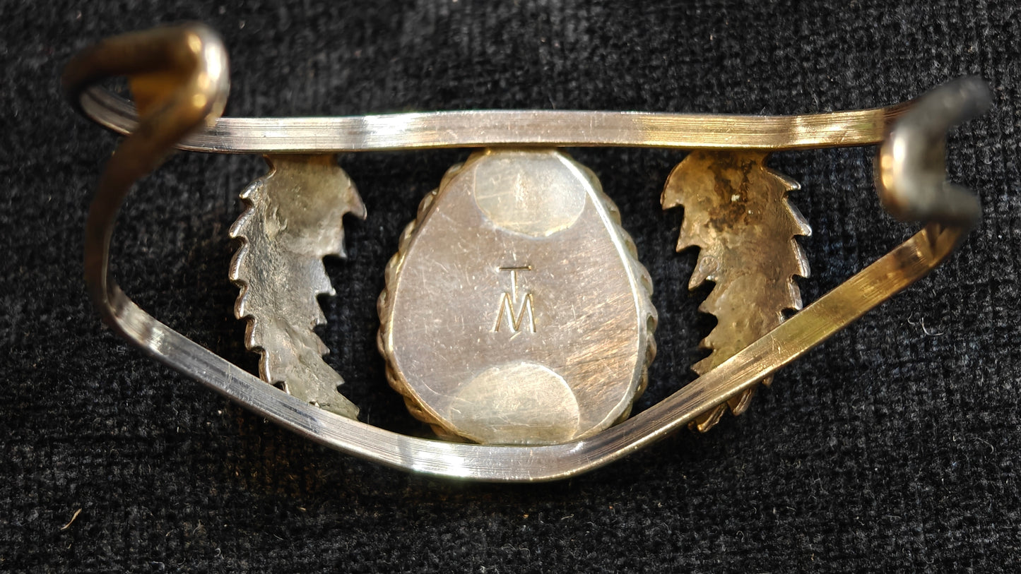 Tom Morgan Native American Turquoise and Silver Cuff Bracelet