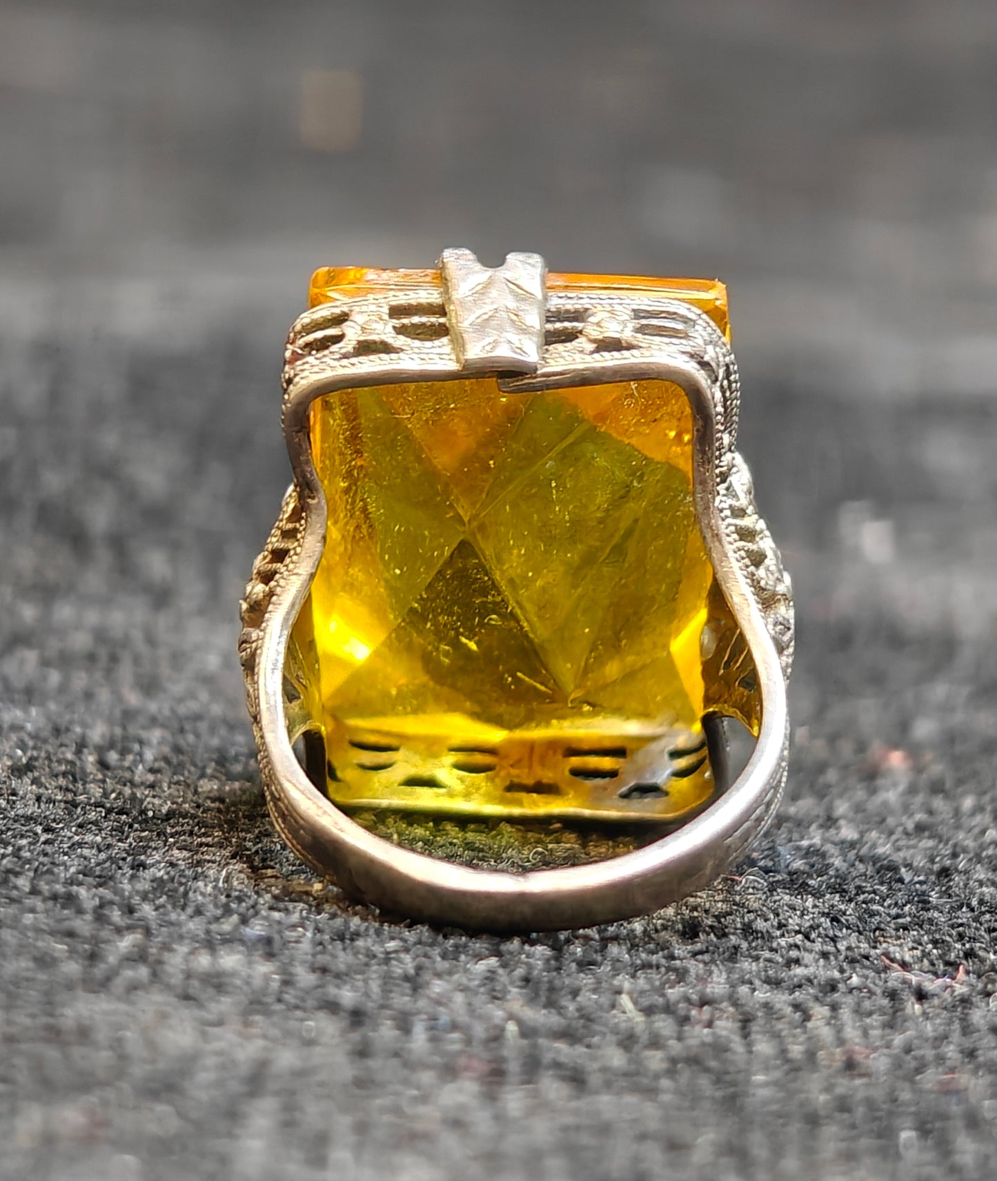 November Birthstone Topaz Ring Flower Filigree Setting Sterling Silver
