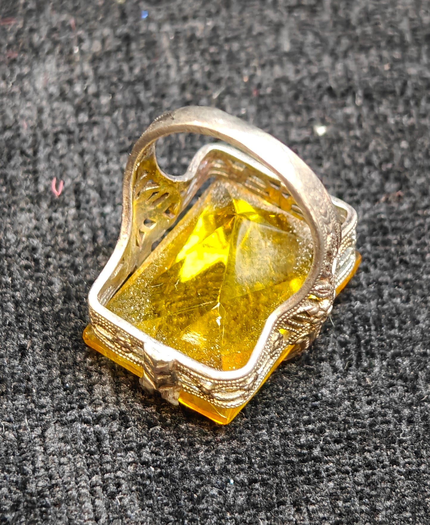 November Birthstone Topaz Ring Flower Filigree Setting Sterling Silver