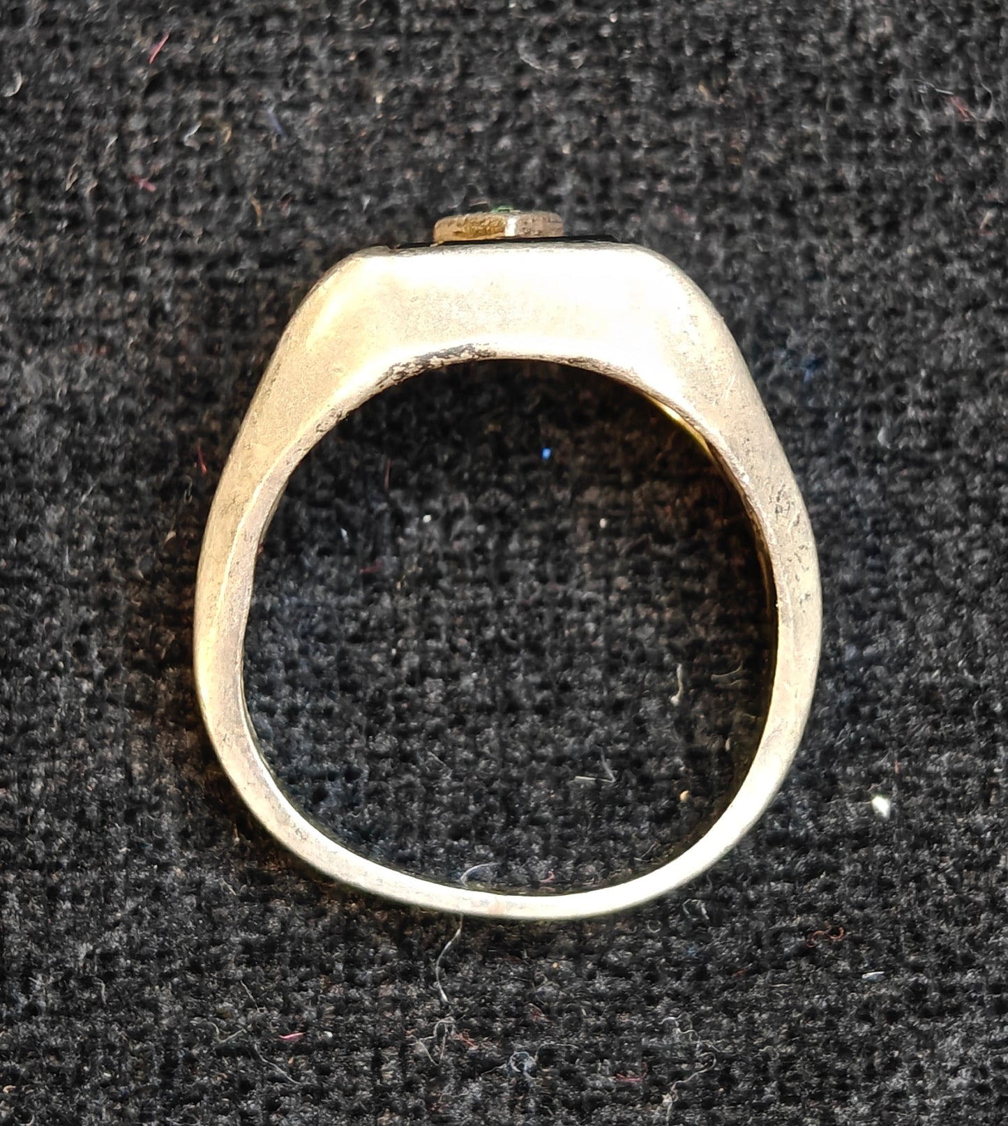 Sterling Silver Onyx Setting with Aquamarine Chip Center Setting - Size 7.5