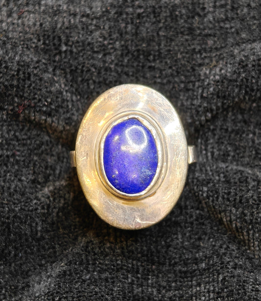 Natural Lapis Lazuli Vintage Ring - 925 Silver, Ladies - Size 8.5