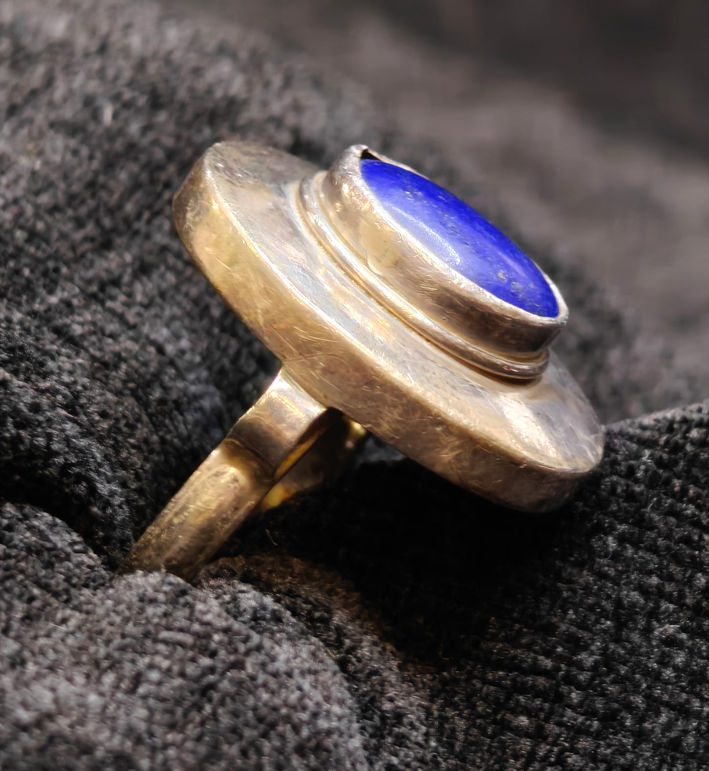 Natural Lapis Lazuli Vintage Ring - 925 Silver, Ladies - Size 8.5