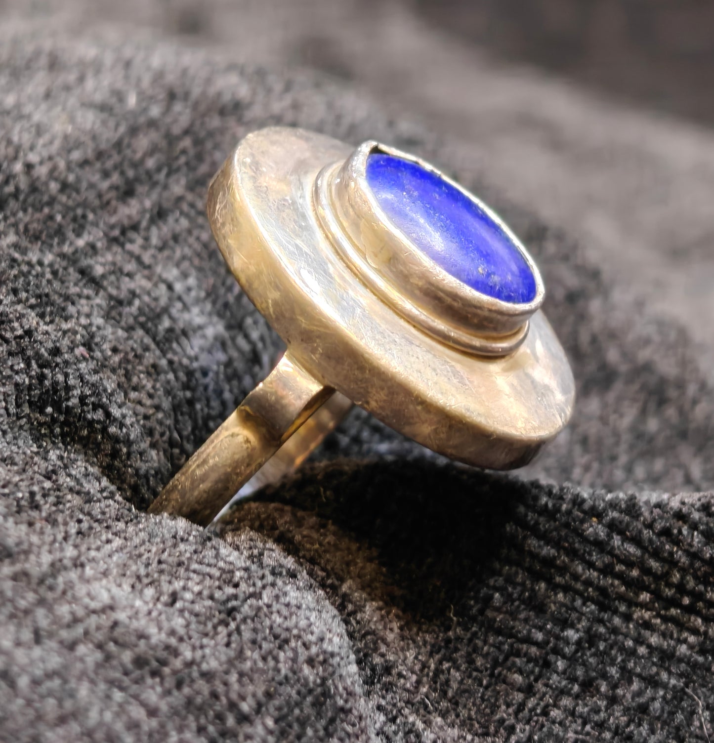 Natural Lapis Lazuli Vintage Ring - 925 Silver, Ladies - Size 8.5