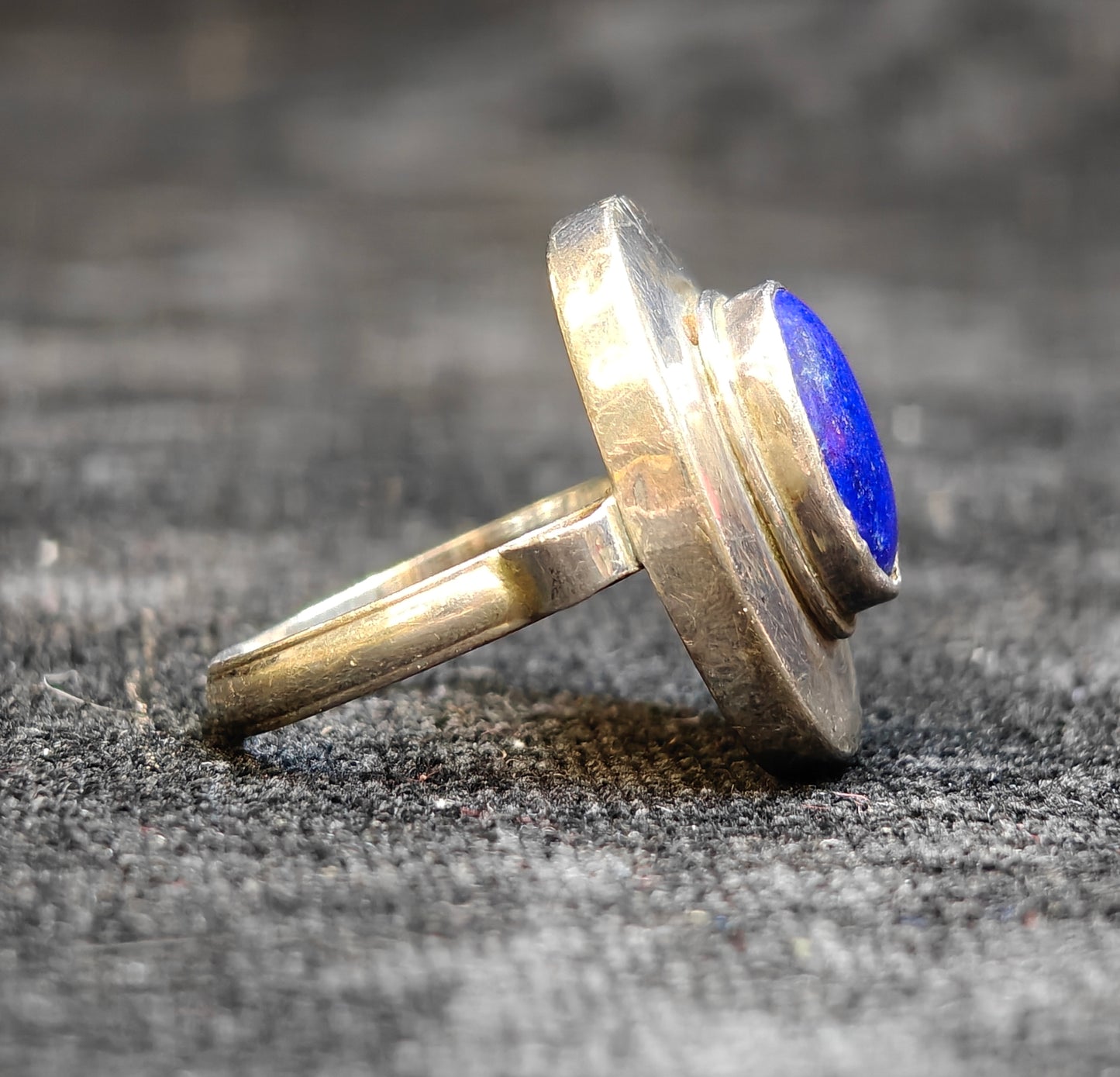 Natural Lapis Lazuli Vintage Ring - 925 Silver, Ladies - Size 8.5