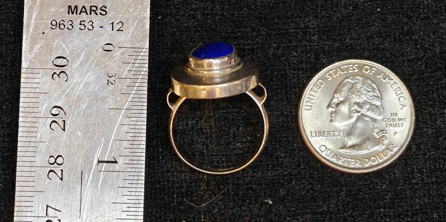 Natural Lapis Lazuli Vintage Ring - 925 Silver, Ladies - Size 8.5
