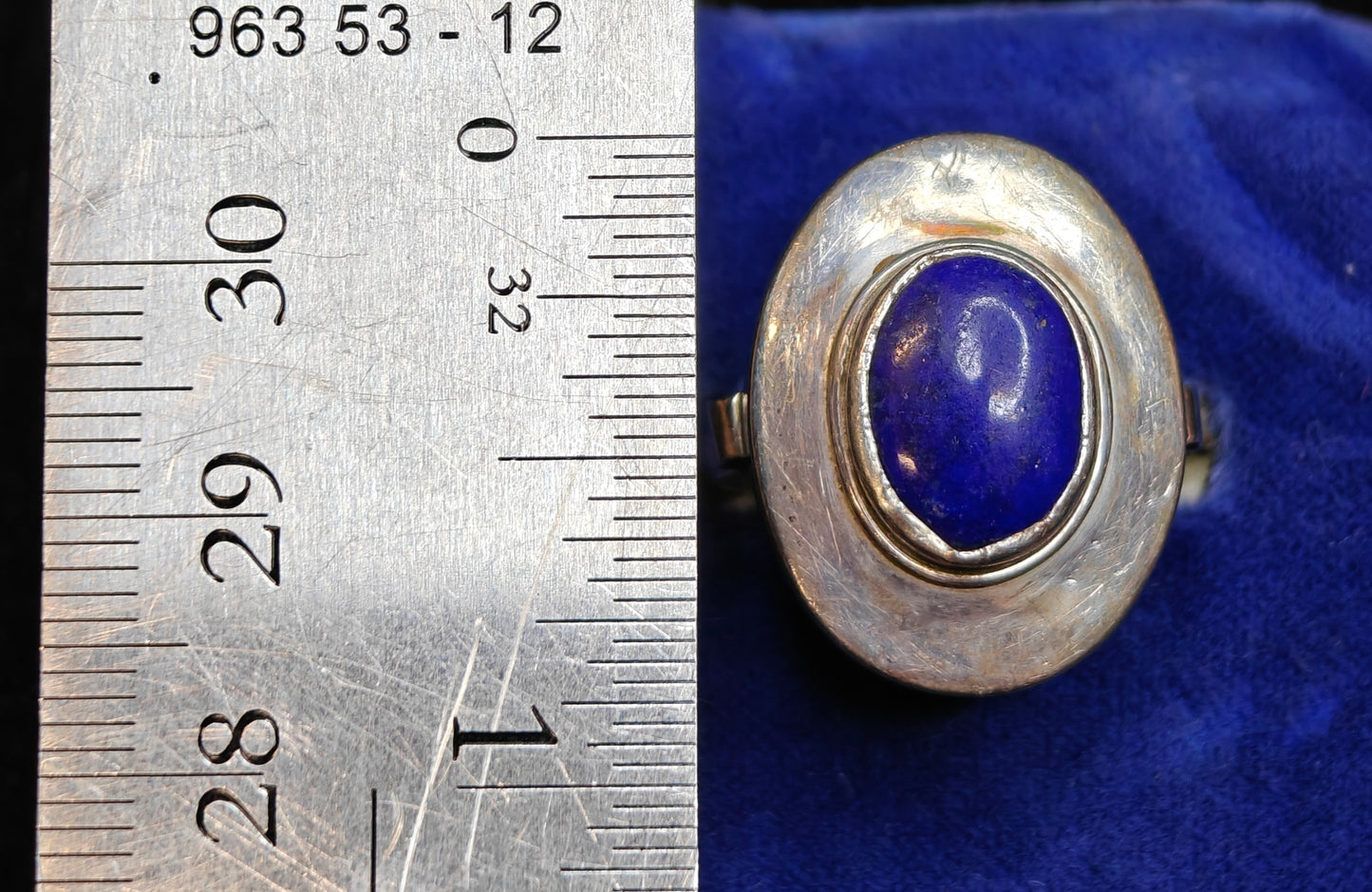 Natural Lapis Lazuli Vintage Ring - 925 Silver, Ladies - Size 8.5