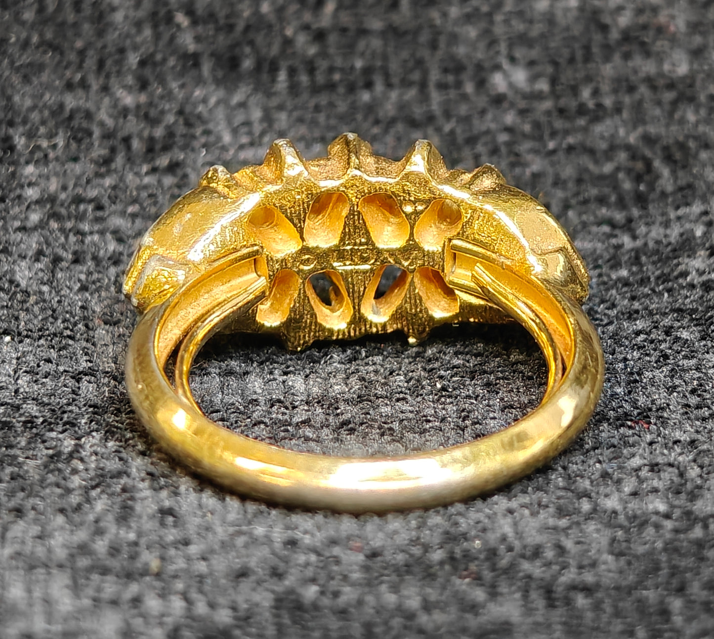 Vintage Coctail Ring with 3 Honey Colored Settings and 4 Austrian Crystals - Avon Ring