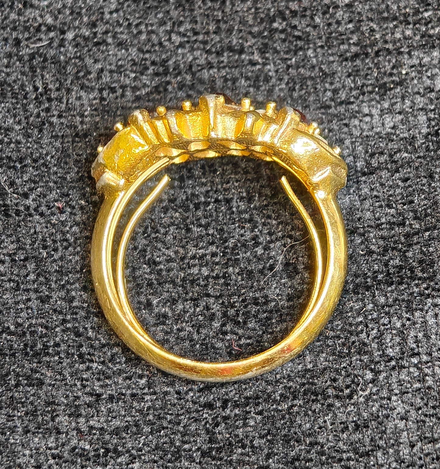 Vintage Coctail Ring with 3 Honey Colored Settings and 4 Austrian Crystals - Avon Ring