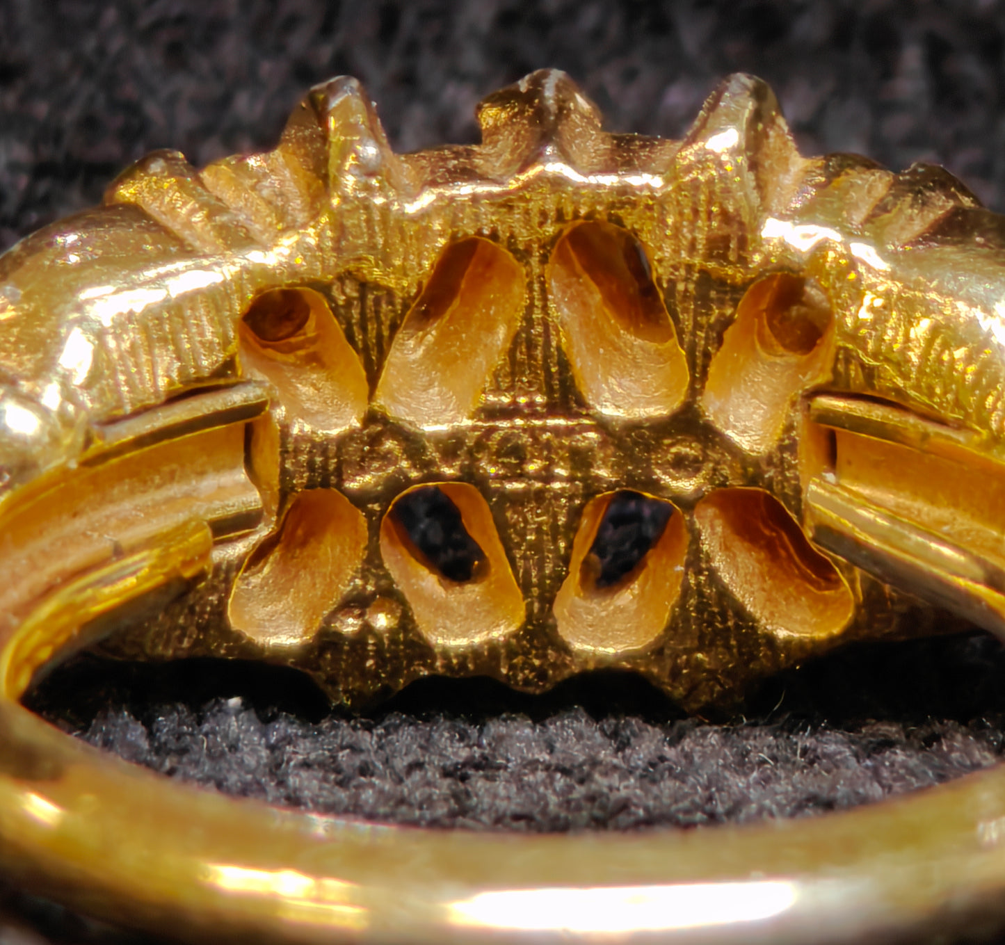 Vintage Coctail Ring with 3 Honey Colored Settings and 4 Austrian Crystals - Avon Ring