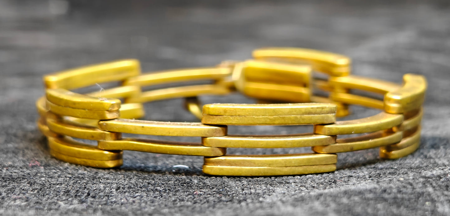 Brass Open Link Bracelet - Vintage 1960s Era Jewelry