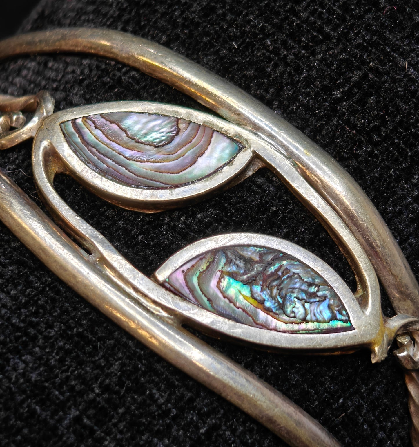 Alpaca Silver and Abalone Cuff Bracelet - Small Petite Size Jewelry - Seashell Jewelry