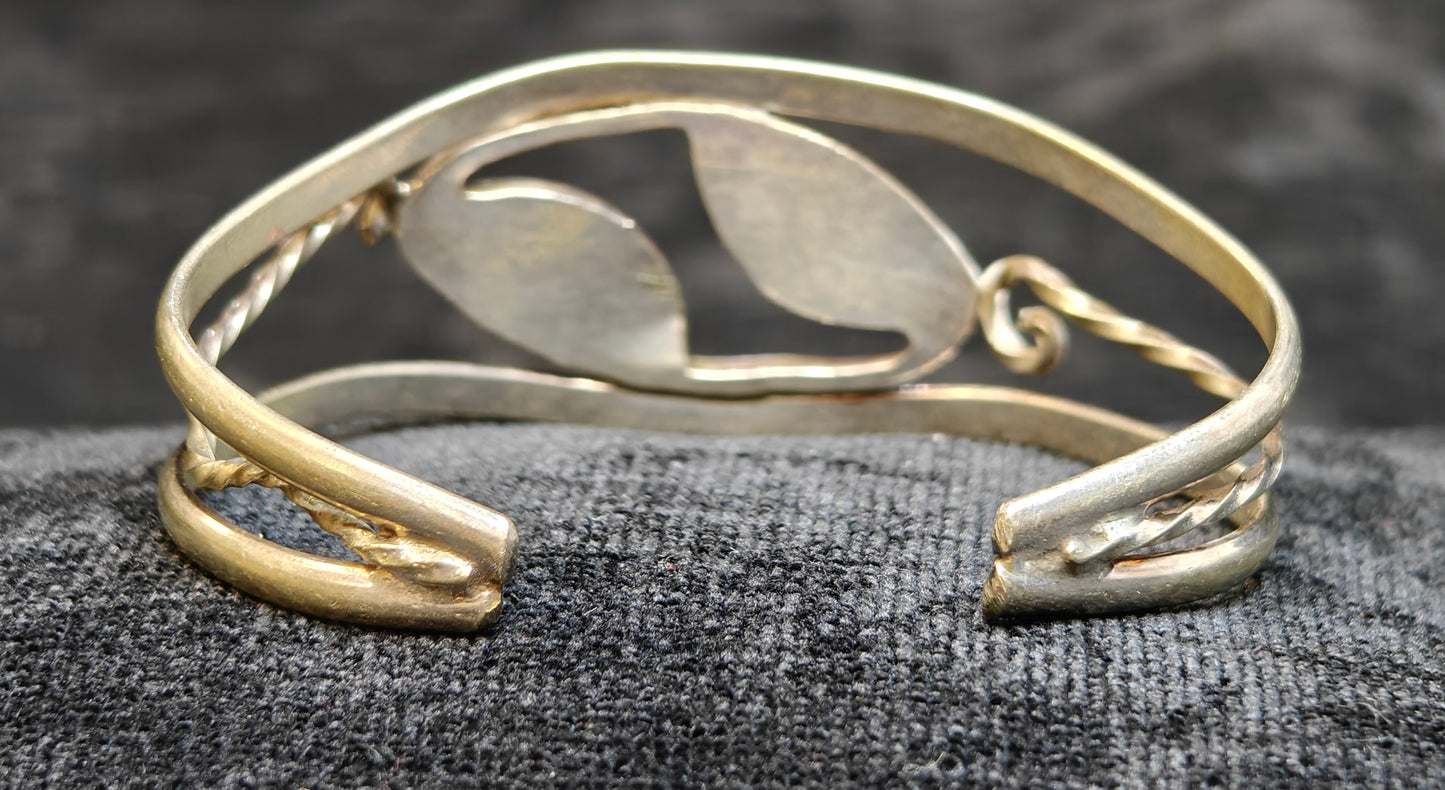 Alpaca Silver and Abalone Cuff Bracelet - Small Petite Size Jewelry - Seashell Jewelry