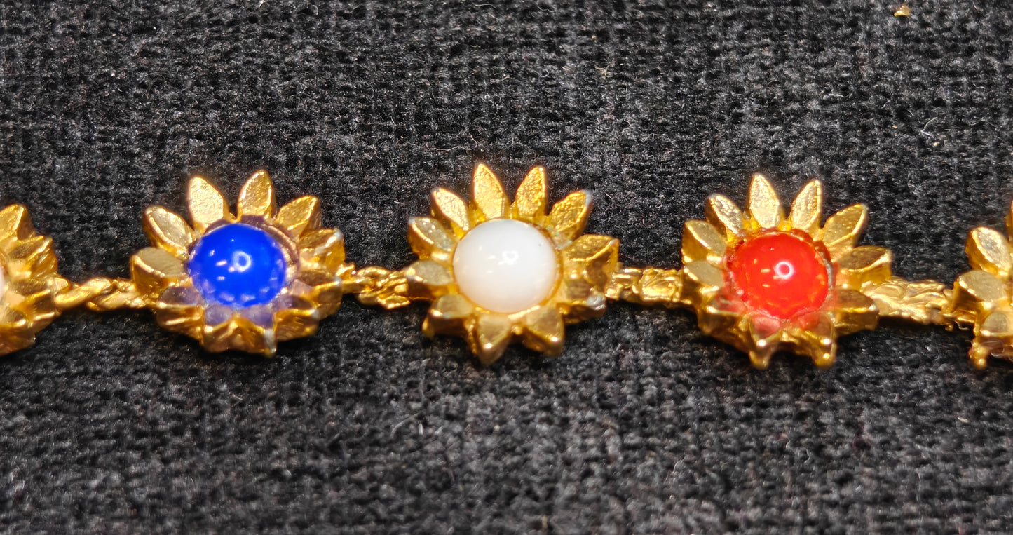 Floral Red, White, and Blue Bracelet - Perfect Election Day or Independence Day Accessory (Z)