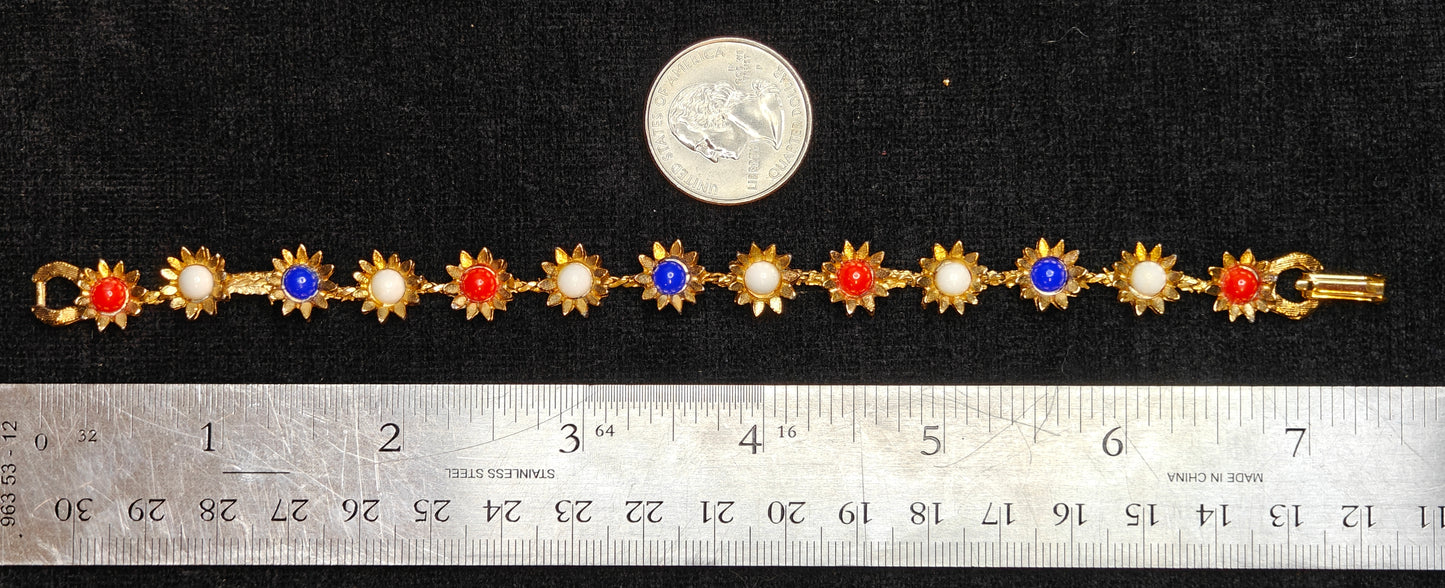 Floral Red, White, and Blue Bracelet - Perfect Election Day or Independence Day Accessory (Z)