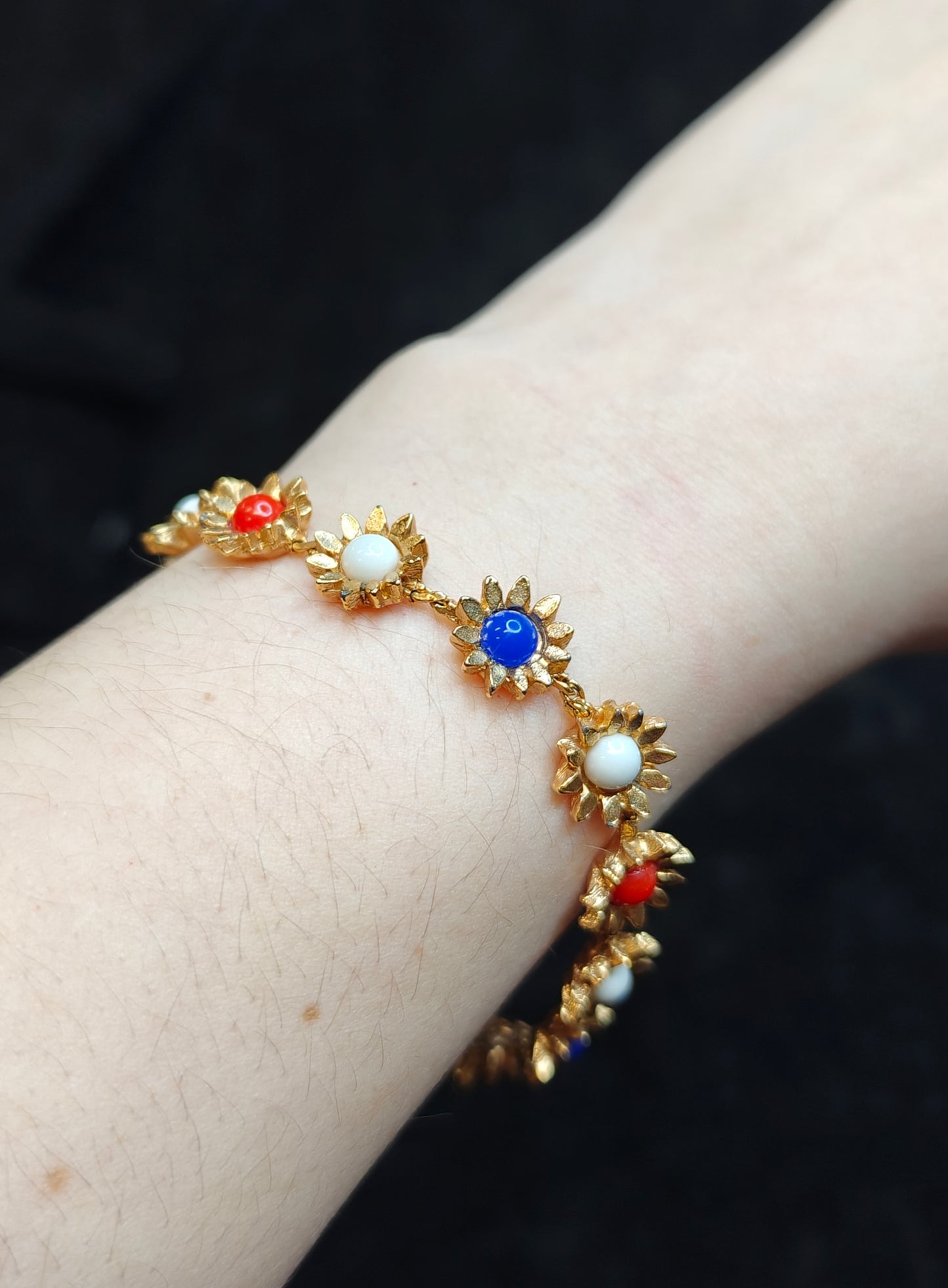 Floral Red, White, and Blue Bracelet - Perfect Election Day or Independence Day Accessory (Z)
